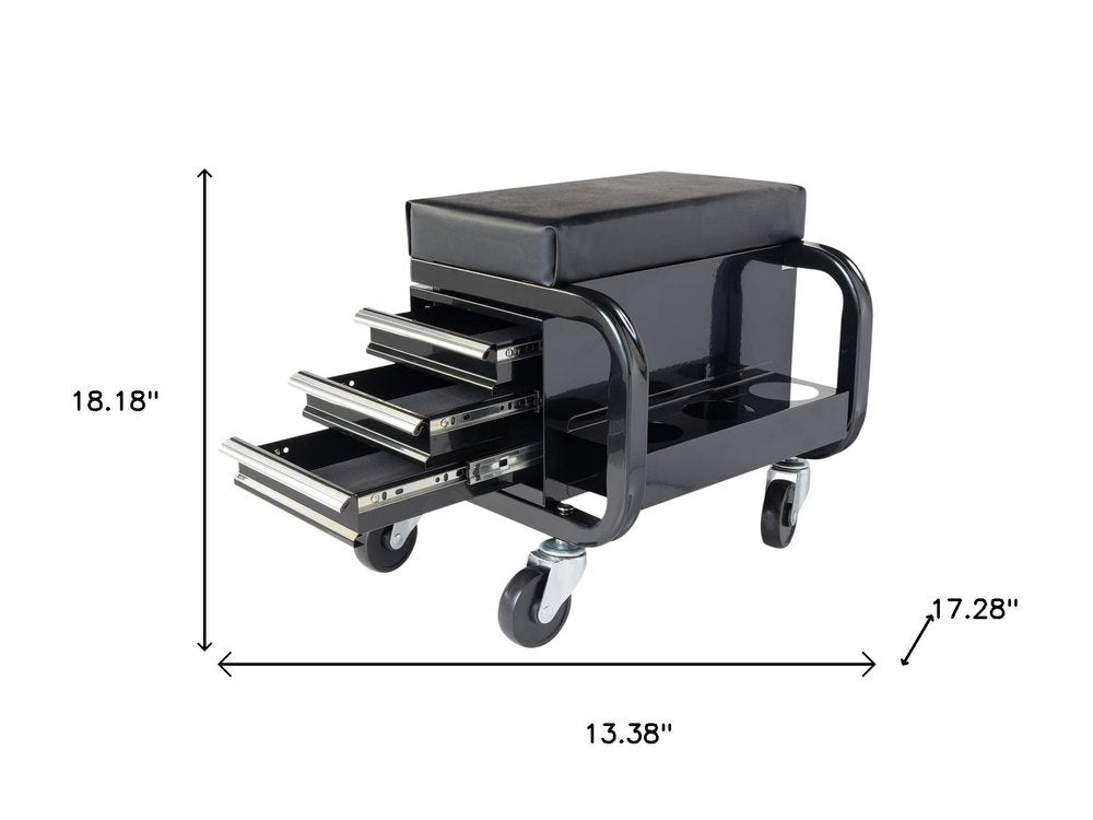13" Black Multi-Tier Steel Tool Chest With Lid HomeRoots