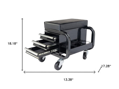 13" Black Multi-Tier Steel Tool Chest With Lid HomeRoots