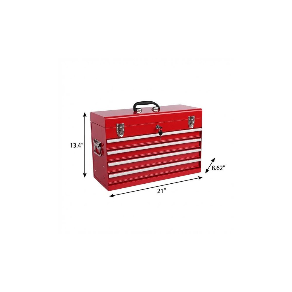 21" Red Multi-Tier Steel Cube or Bin With Lid HomeRoots