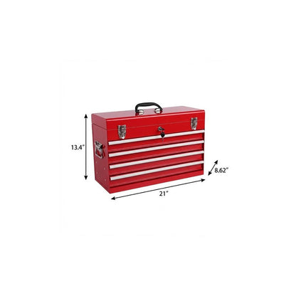 21" Red Multi-Tier Steel Cube or Bin With Lid HomeRoots