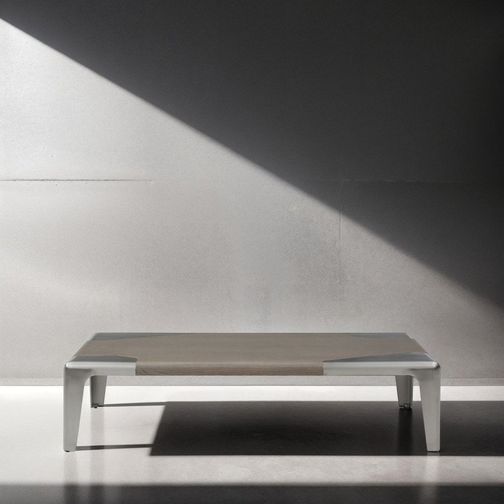 57" Light Gray and Silver Wood and Stainless Steel Coffee Table HomeRoots