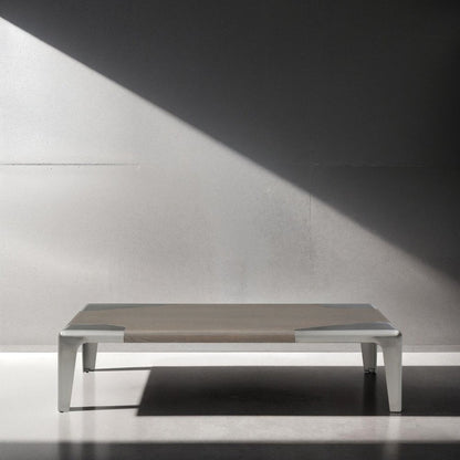 57" Light Gray and Silver Wood and Stainless Steel Coffee Table HomeRoots