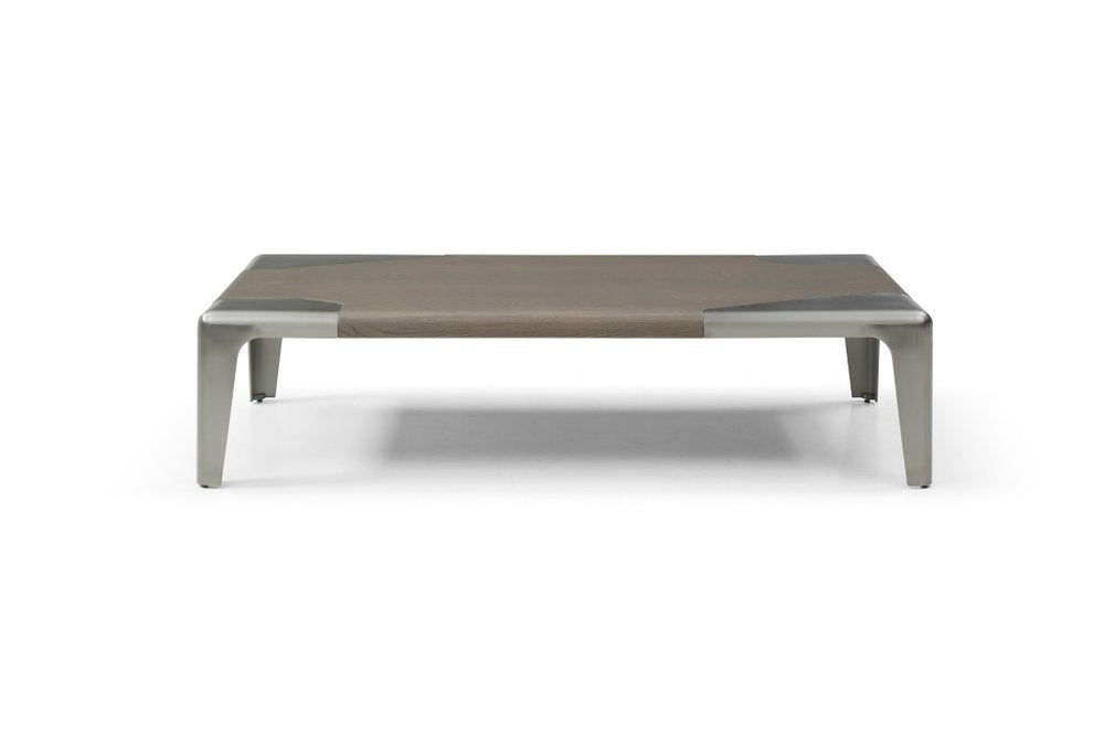 57" Light Gray and Silver Wood and Stainless Steel Coffee Table HomeRoots