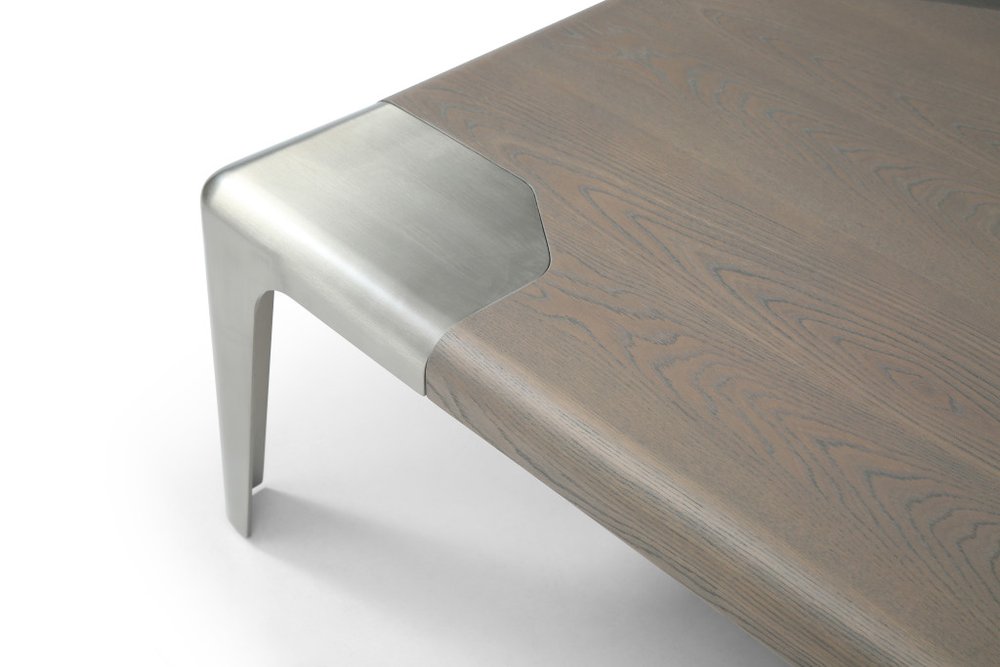 57" Light Gray and Silver Wood and Stainless Steel Coffee Table HomeRoots