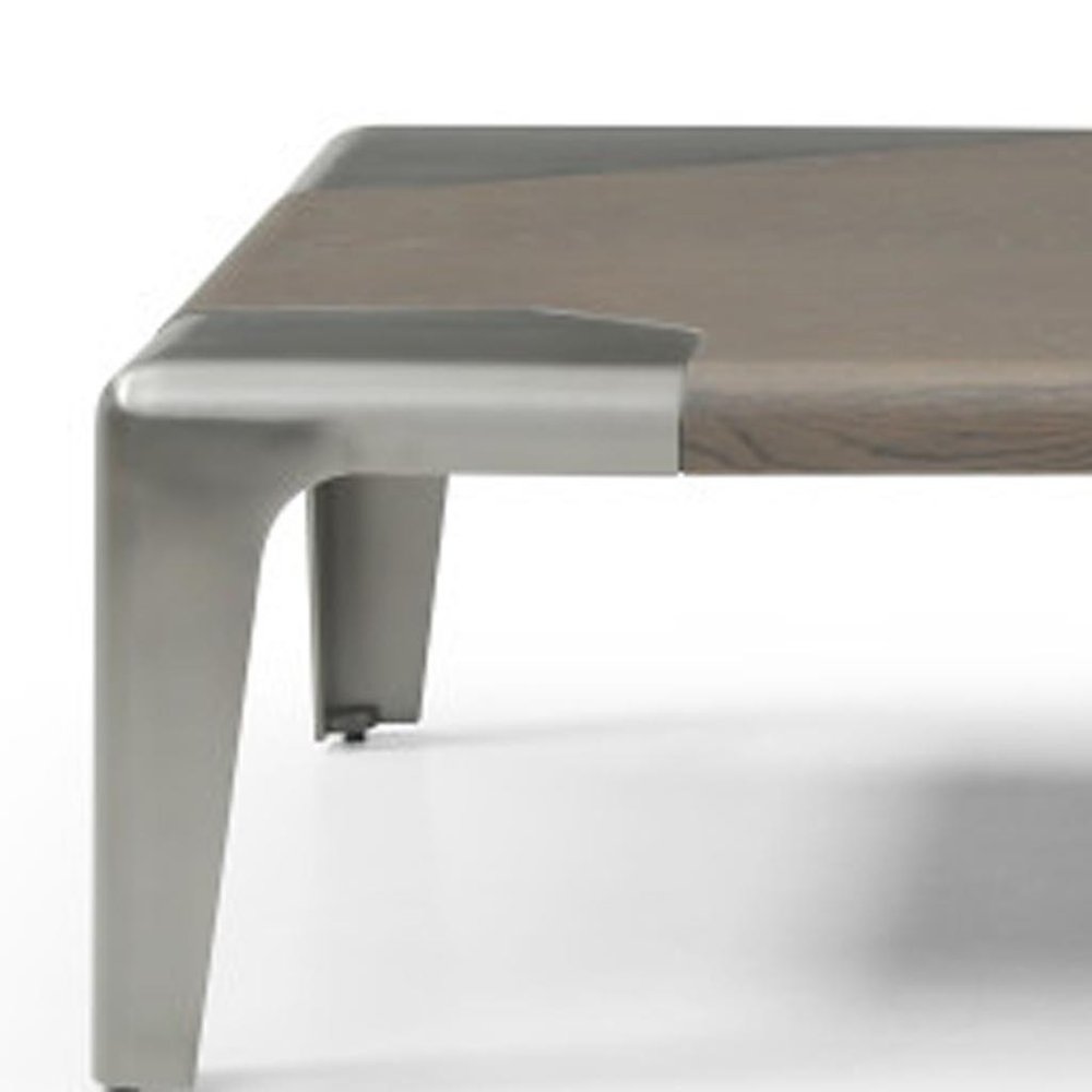 57" Light Gray and Silver Wood and Stainless Steel Coffee Table HomeRoots