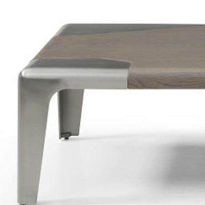 57" Light Gray and Silver Wood and Stainless Steel Coffee Table HomeRoots