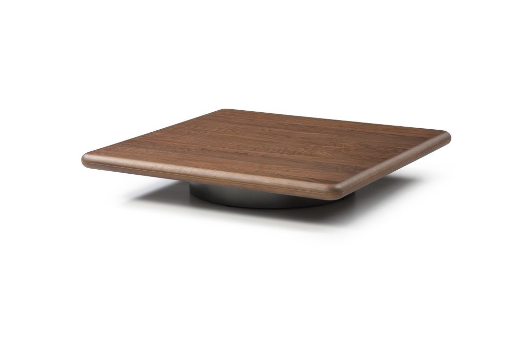 39" Brown and Silver Wood and Stainless Steel Square Pedestal Coffee Table HomeRoots
