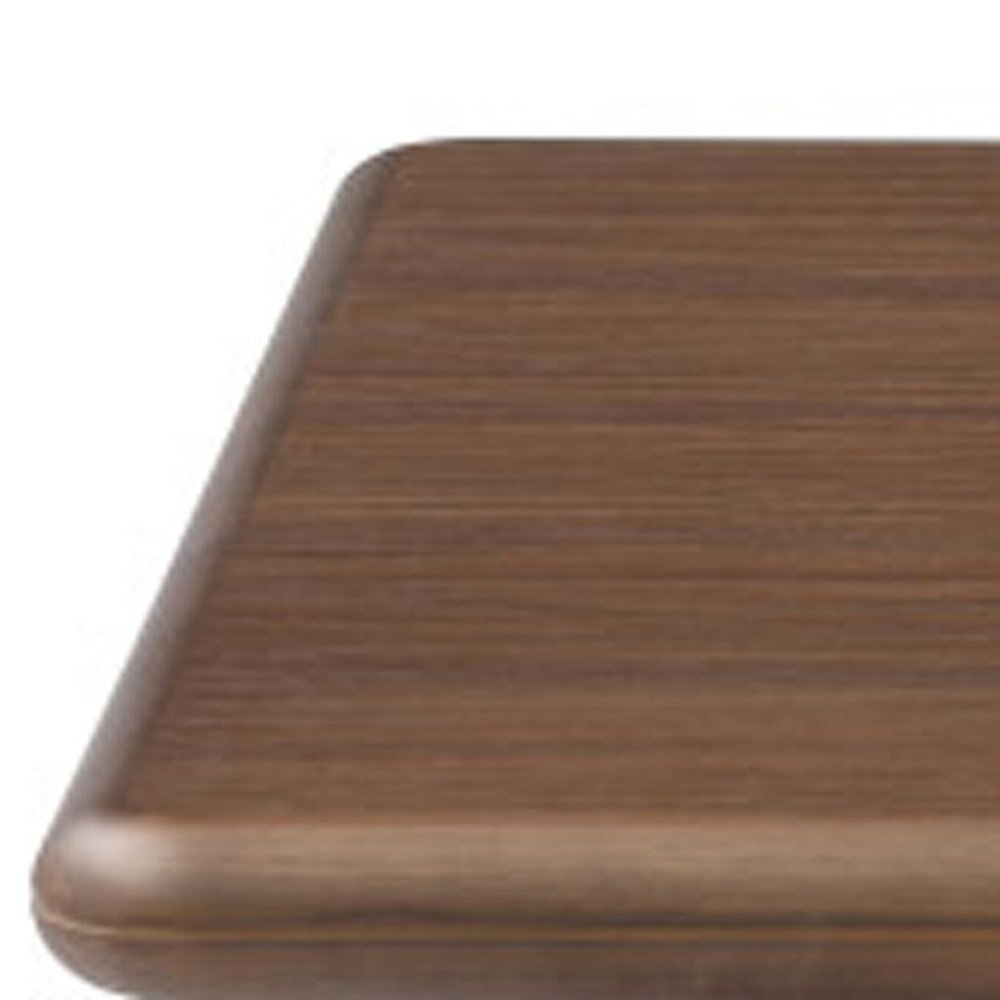 39" Brown and Silver Wood and Stainless Steel Square Pedestal Coffee Table HomeRoots