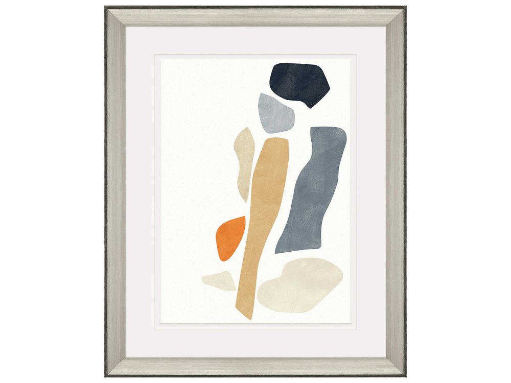 Silhouette Blocks Reflect Silver Framed Wall Art
