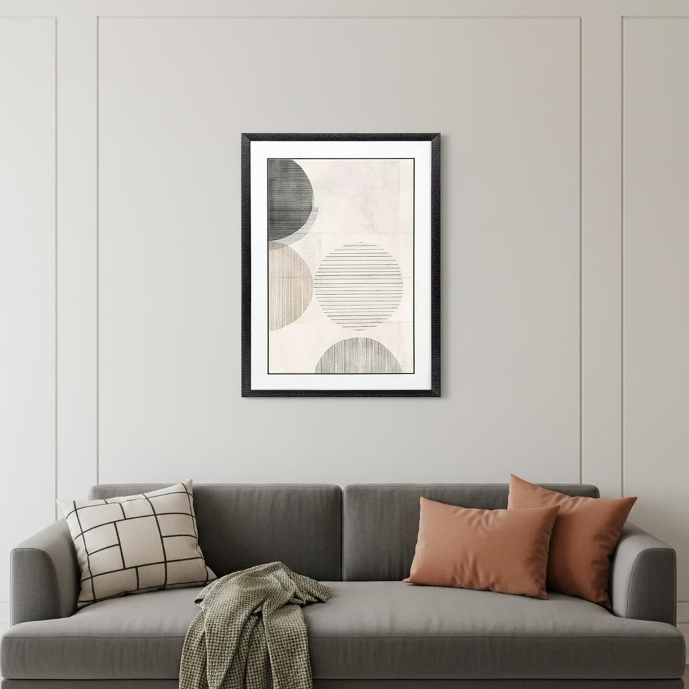 Stitched Spheres II Black Framed Wall Art
