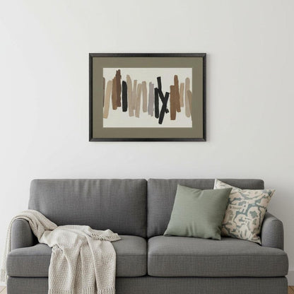 Strokes in Brown I Black Framed Wall Art