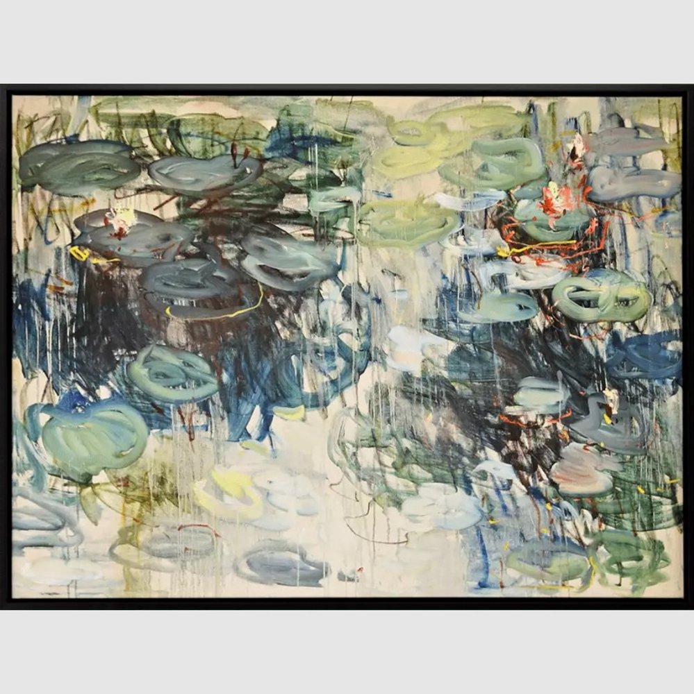 Lily Pond Black Floater Frame Wall Art — view 1