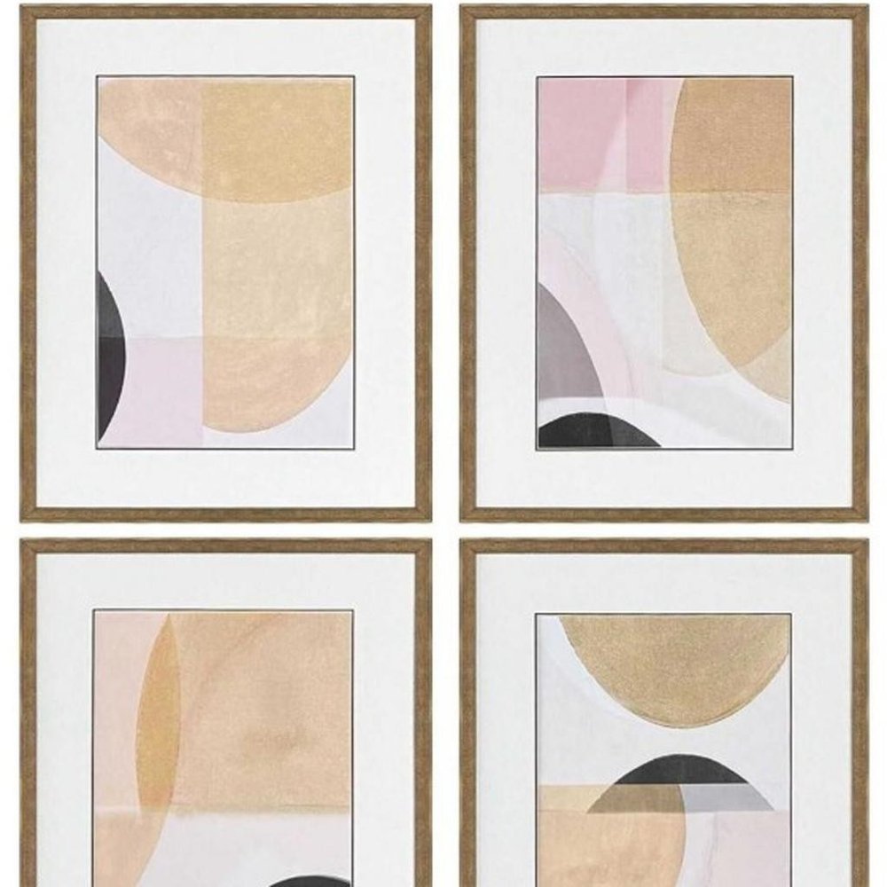 Curved Forms Gold Framed Wall Art