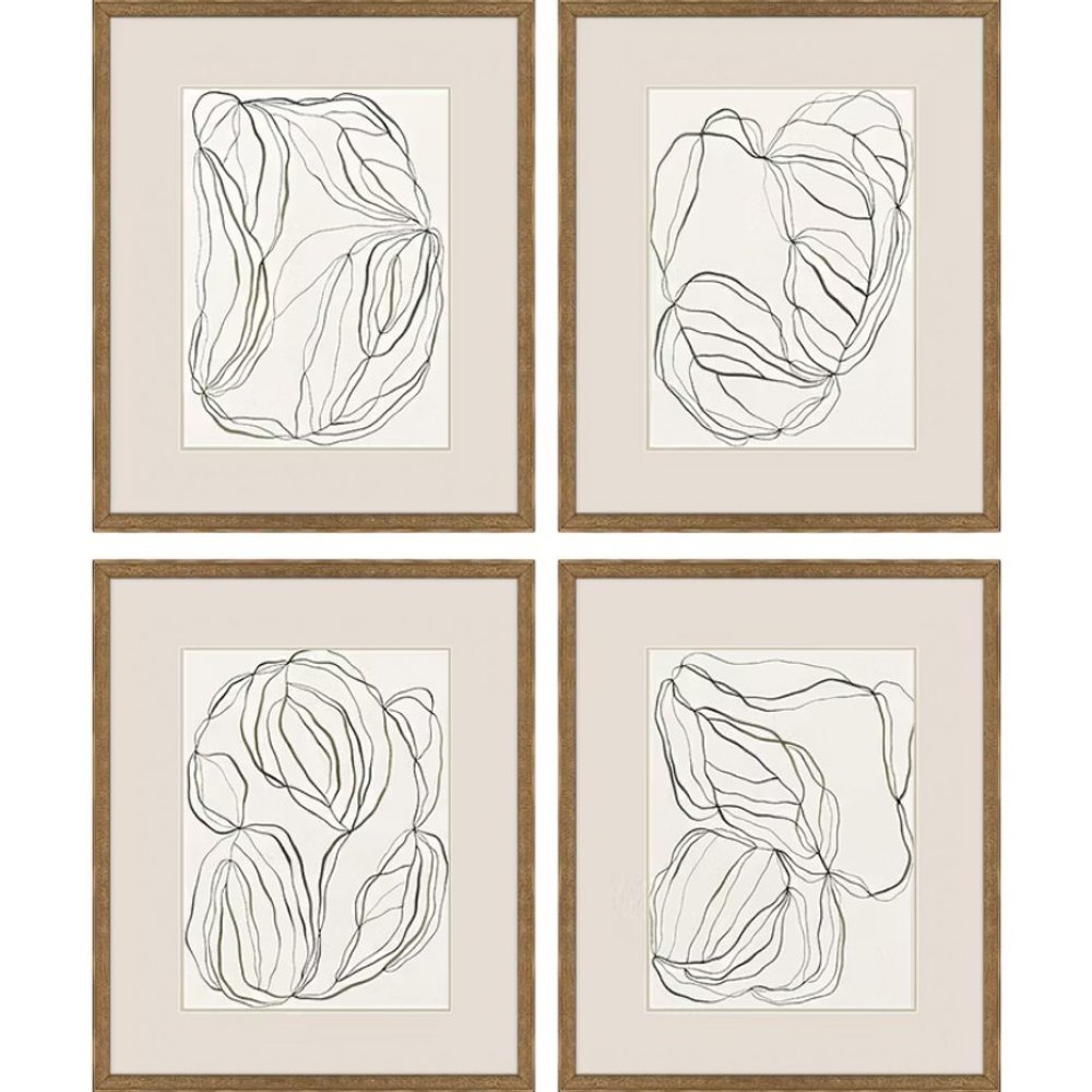 Linear Composition Gold Framed Wall Art