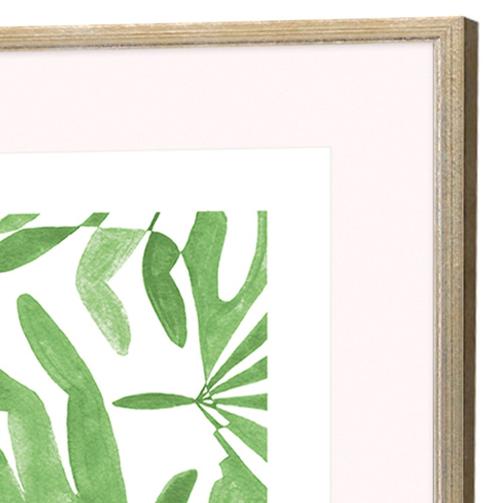 Set Of Three Green Modern Garden Gold Framed Wall Art — view 1