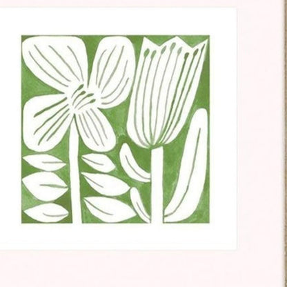 Set Of Three Green Modern Garden Gold Framed Wall Art