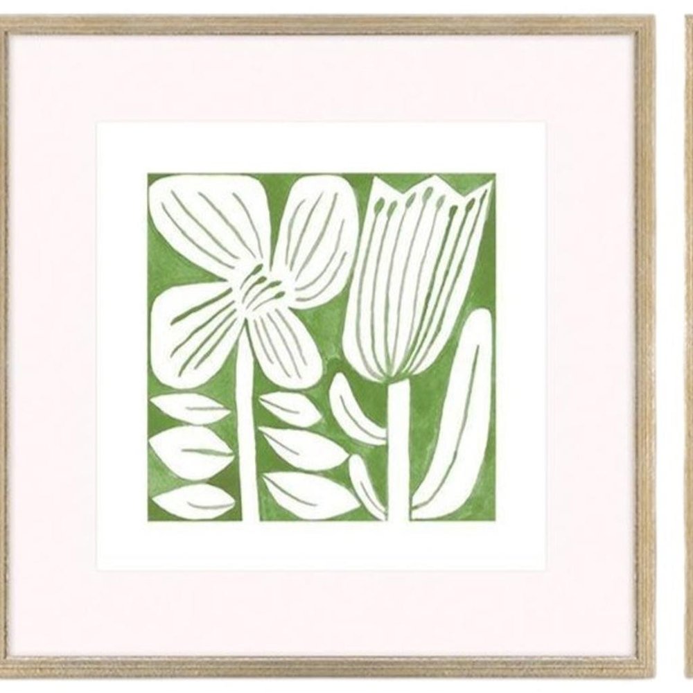 Set Of Three Green Modern Garden Gold Framed Wall Art — view 4
