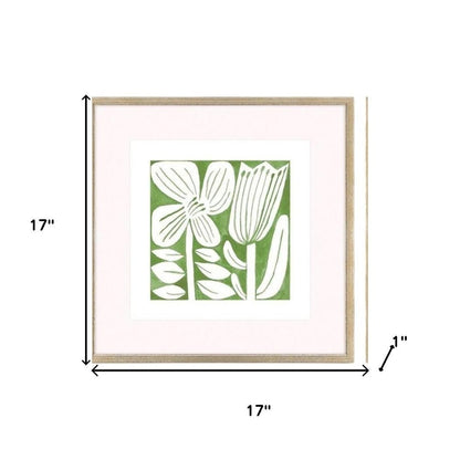 Set Of Three Green Modern Garden Gold Framed Wall Art