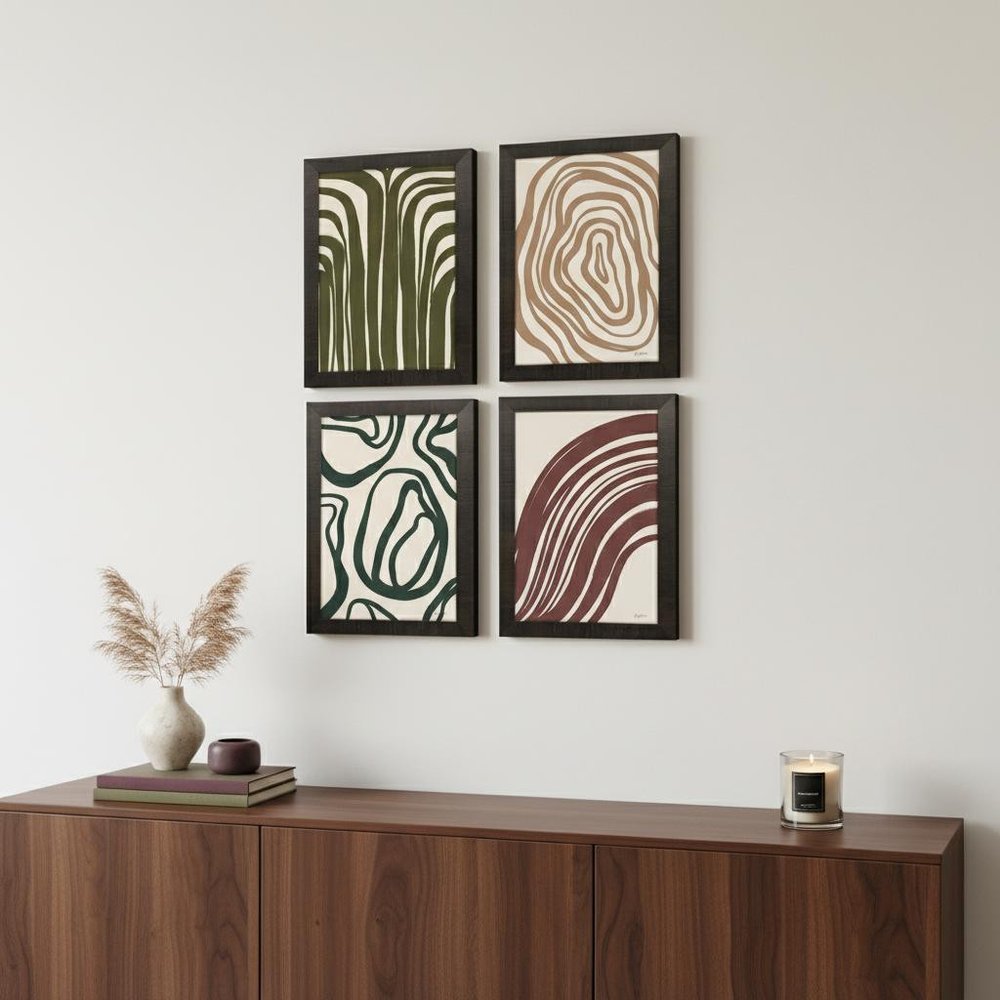 Organic Abstracts Dark Brown Framed Wall Art