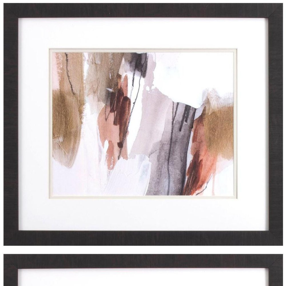 Set Of Two Antique Gold A Dark Brown Framed Wall Art — view 3