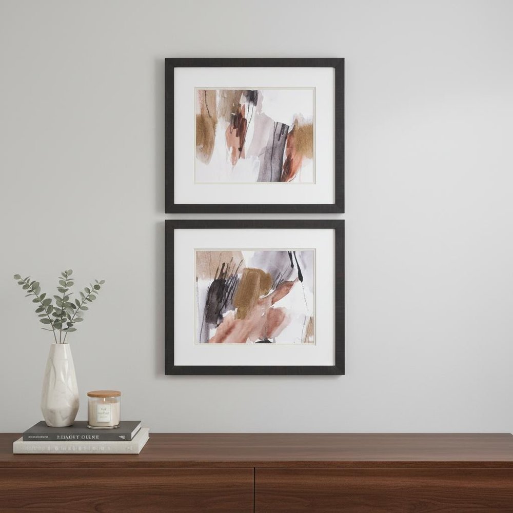Set Of Two Antique Gold A Dark Brown Framed Wall Art — view 4