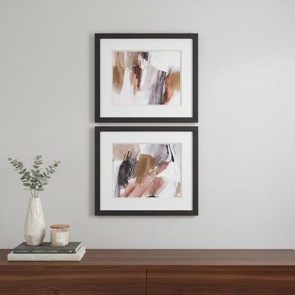 Set Of Two Antique Gold A Dark Brown Framed Wall Art