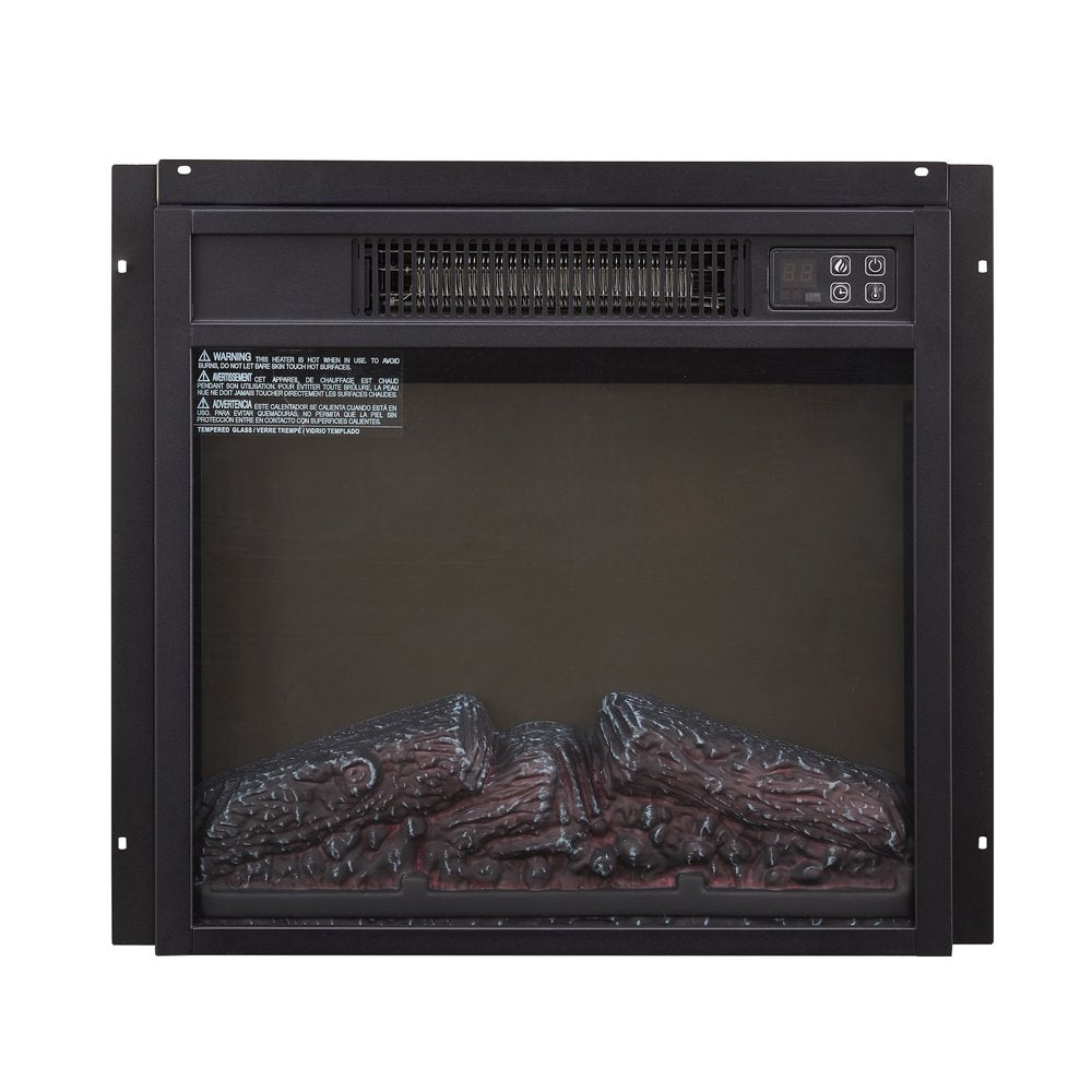 18" Black Metal Electric Fireplace Insert With LED — view 2