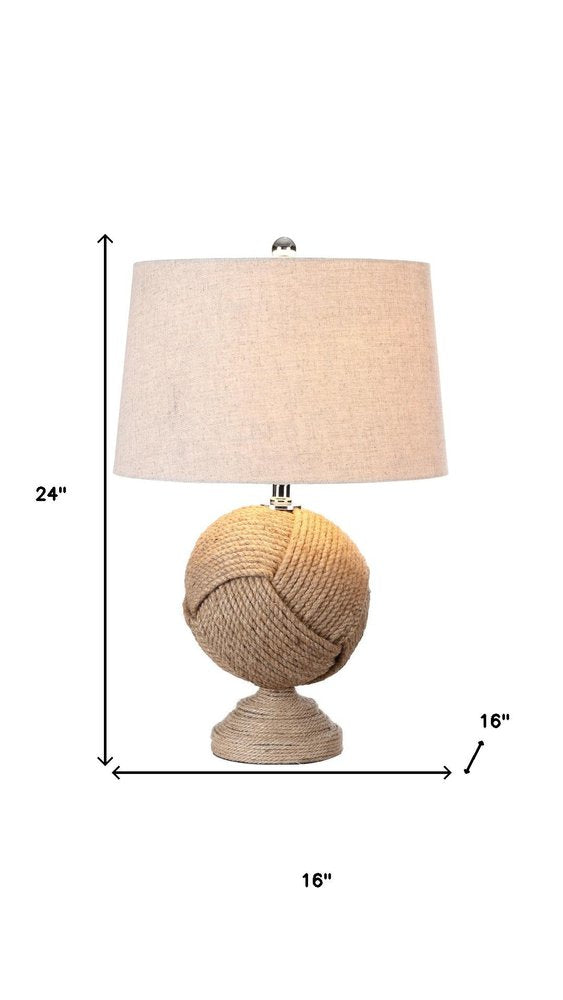 24" Brown Globe Table Lamp With Drum Shade HomeRoots