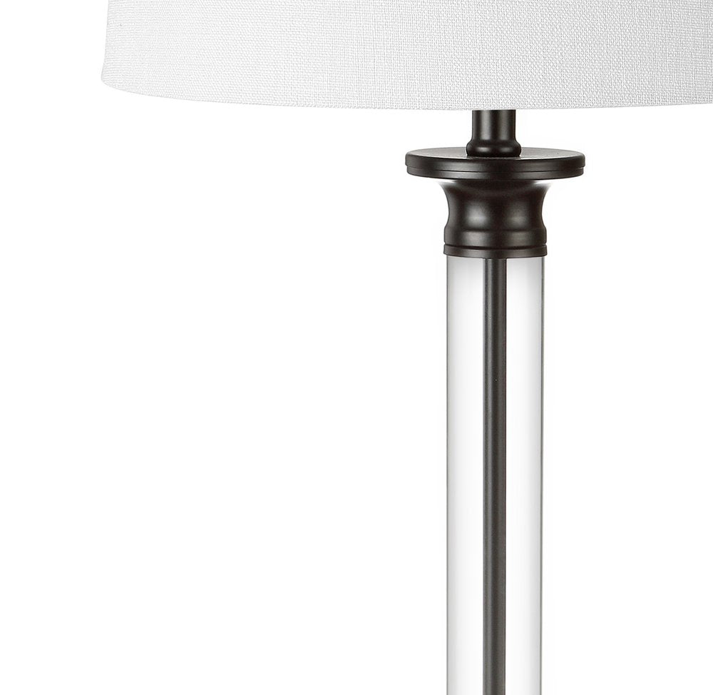 Set of Two 30" Black Table Lamps With Drum Shades — view 1