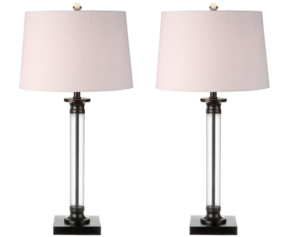 Set of Two 30" Black Table Lamps With Drum Shades — view 4