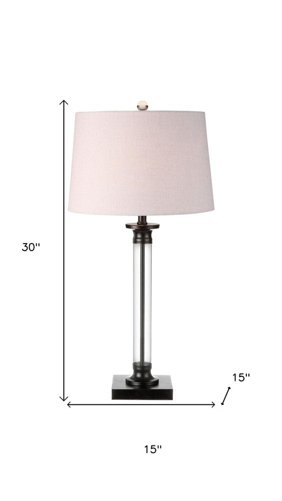 Set of Two 30" Black Table Lamps With Drum Shades — view 6
