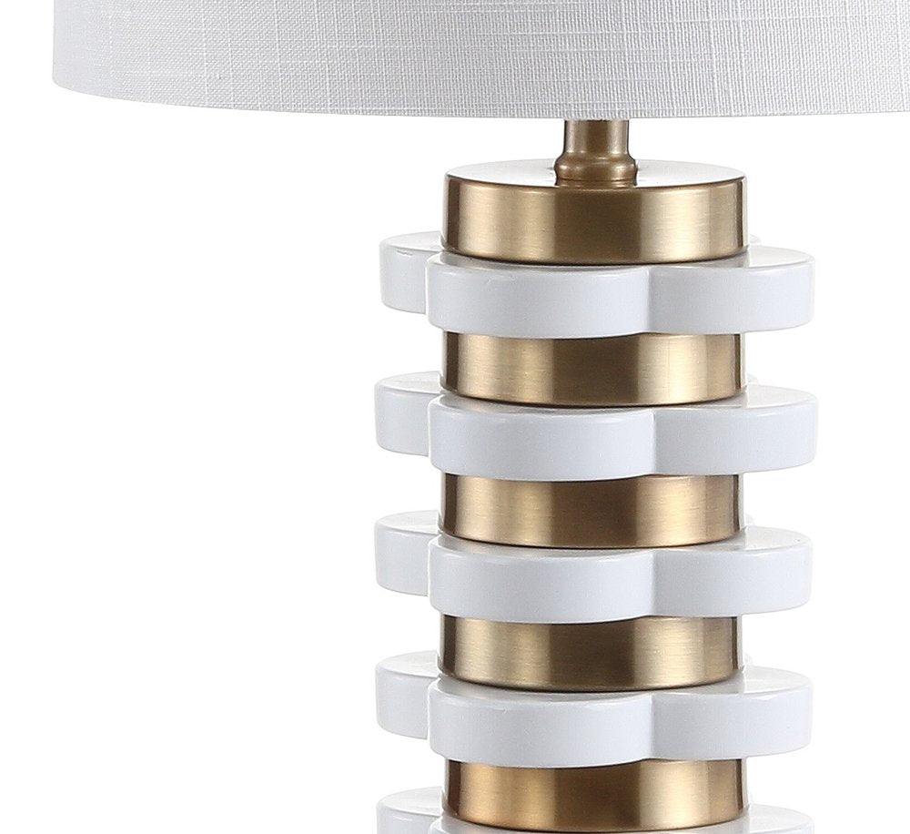 27" White Novelty Table Lamp With Drum Shade HomeRoots