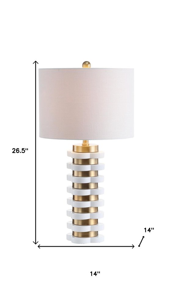 27" White Novelty Table Lamp With Drum Shade HomeRoots