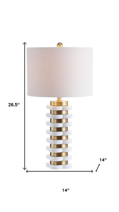 27" White Novelty Table Lamp With Drum Shade HomeRoots