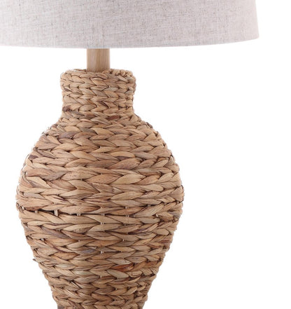 31" Natural Water Hyacinth Urn Table Lamp With Drum Shade