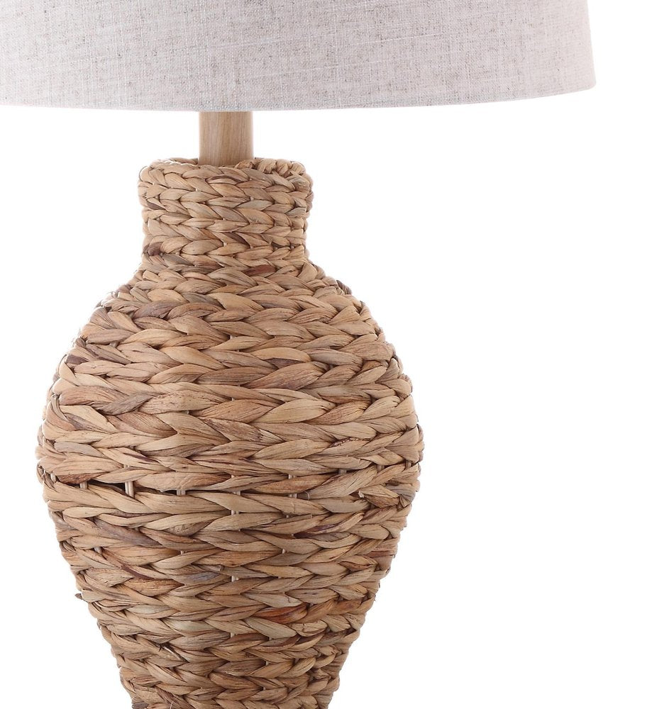 31" Natural Water Hyacinth Urn Table Lamp With Drum Shade HomeRoots