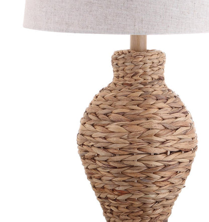 31" Natural Water Hyacinth Urn Table Lamp With Drum Shade HomeRoots