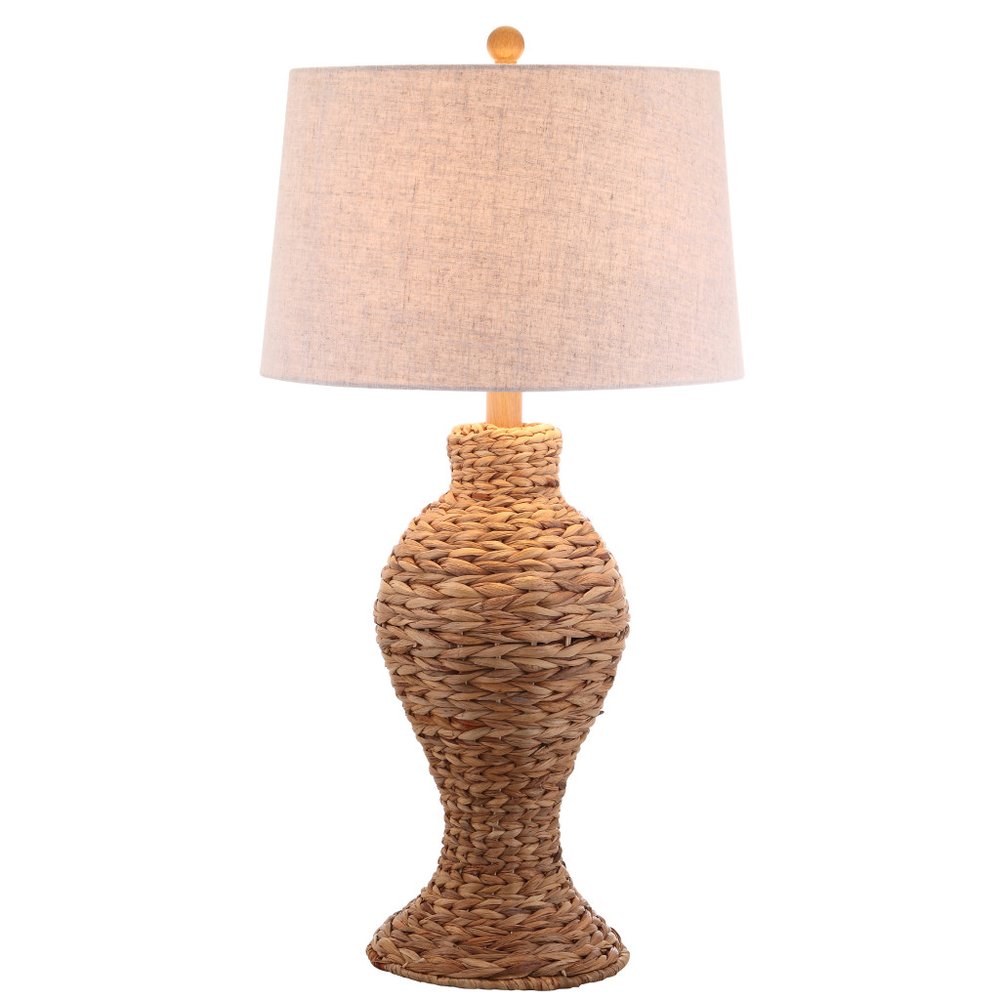 31" Natural Water Hyacinth Urn Table Lamp With Drum Shade HomeRoots