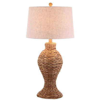 31" Natural Water Hyacinth Urn Table Lamp With Drum Shade HomeRoots