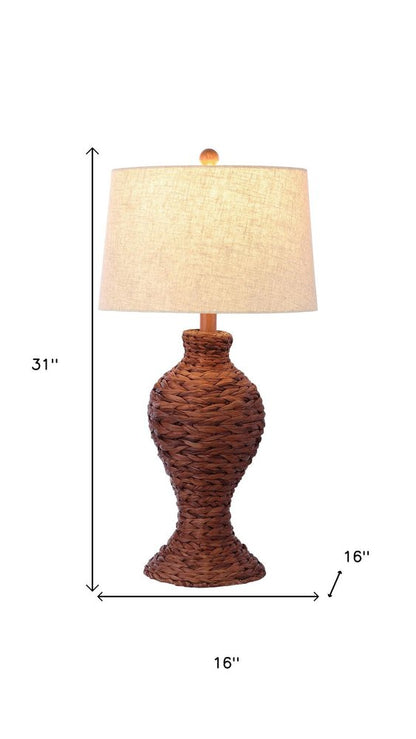 31" Dark Brown Urn Table Lamp With Drum Shade HomeRoots