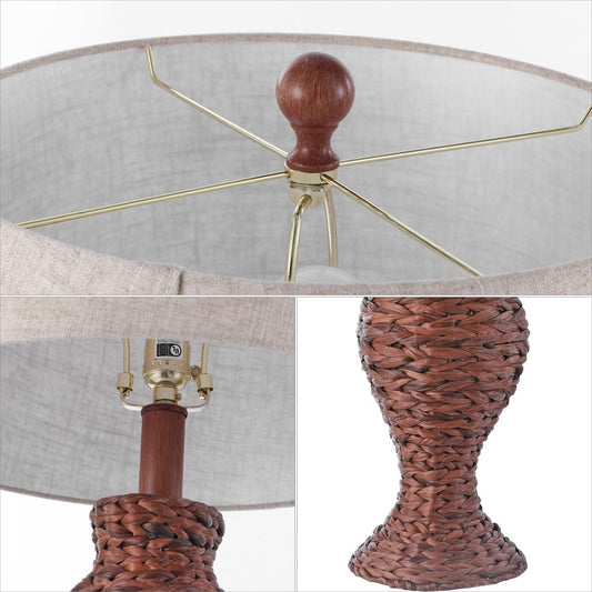 31" Dark Brown Urn Table Lamp With Drum Shade HomeRoots