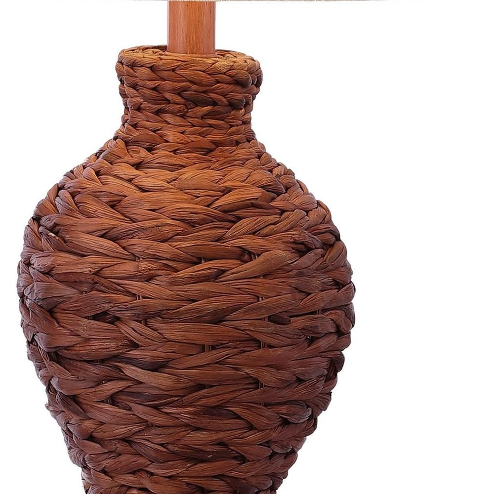 31" Dark Brown Urn Table Lamp With Drum Shade HomeRoots