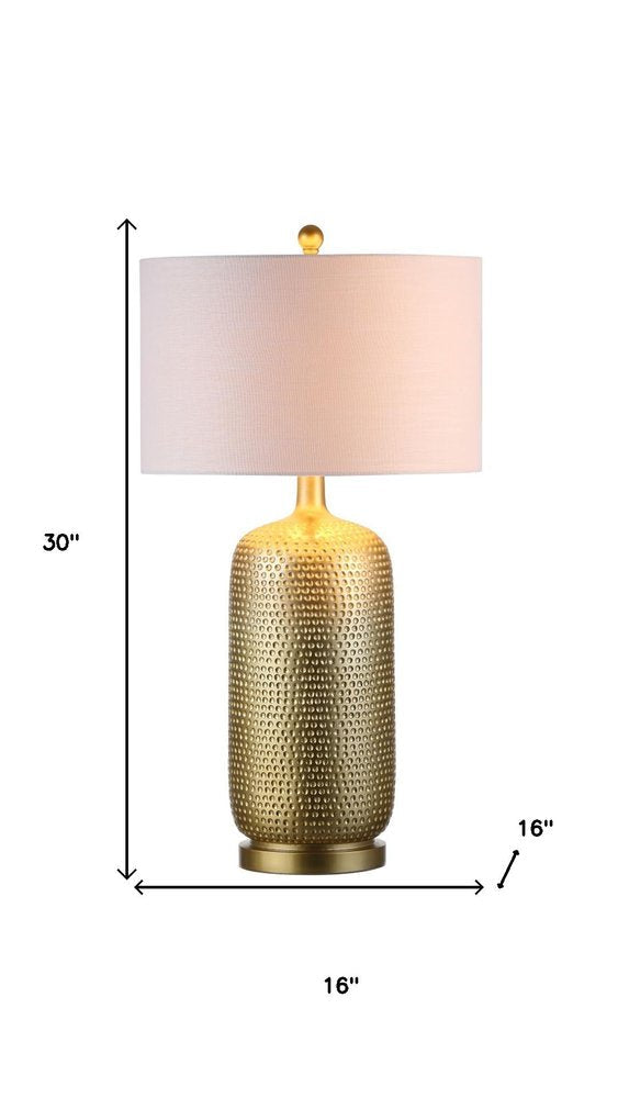 30" Gold Round Table Lamp With Drum Shade HomeRoots