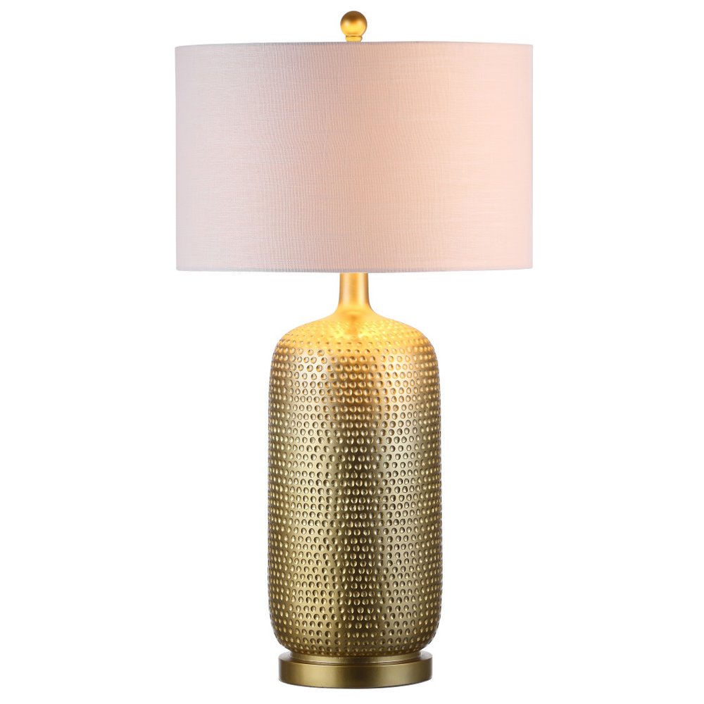 30" Gold Round Table Lamp With Drum Shade HomeRoots