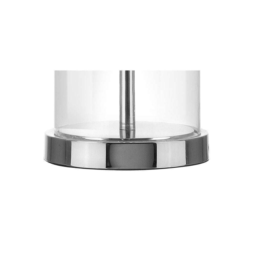 25" Silver Bedside Lamp With Drum Shade — view 2