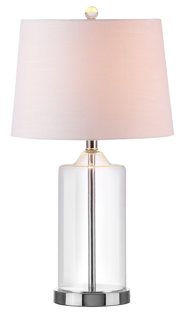 25" Silver Bedside Lamp With Drum Shade — view 3