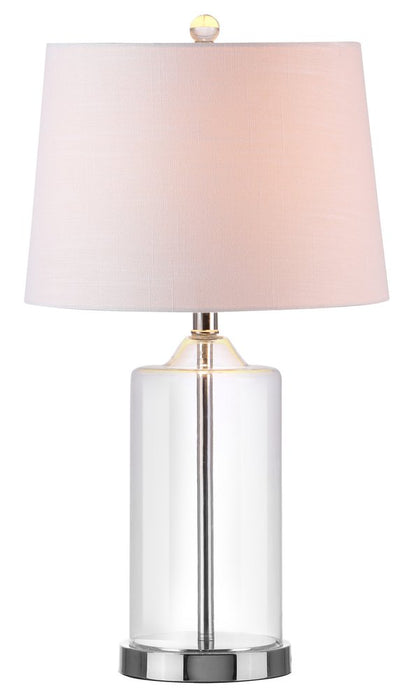 25" Silver Bedside Lamp With Drum Shade