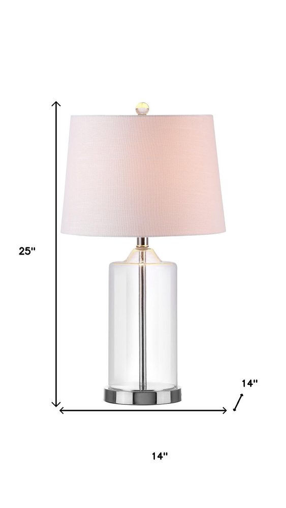 25" Silver Bedside Lamp With Drum Shade — view 5