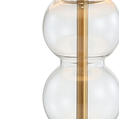 21" Clear And Gold Table Lamp With Drum Shade