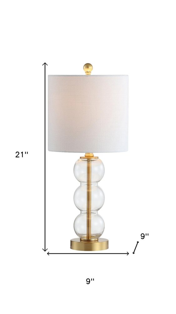 21" Clear And Gold Table Lamp With Drum Shade — view 4